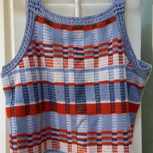 Banana Republic knitted tank top sweater.  Size L. Red, white, blue.